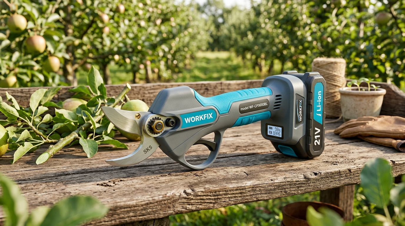 Kéo cắt cành dùng pin Workfix WF-CP3050BL lưỡi thép SK5 chính hãng