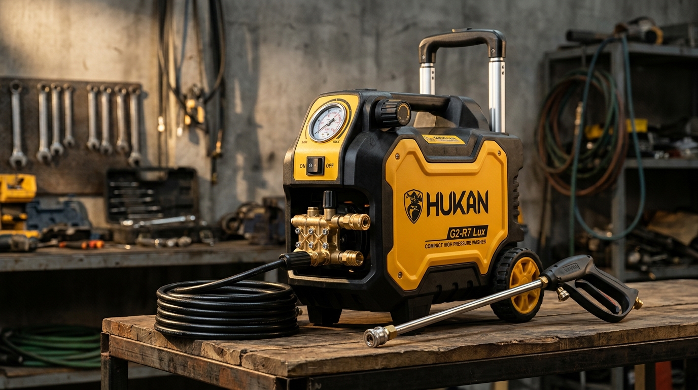 Máy rửa xe Hukan G2-R7 Lux chỉnh áp công suất 2800W đầu bơm đồng nguyên khối